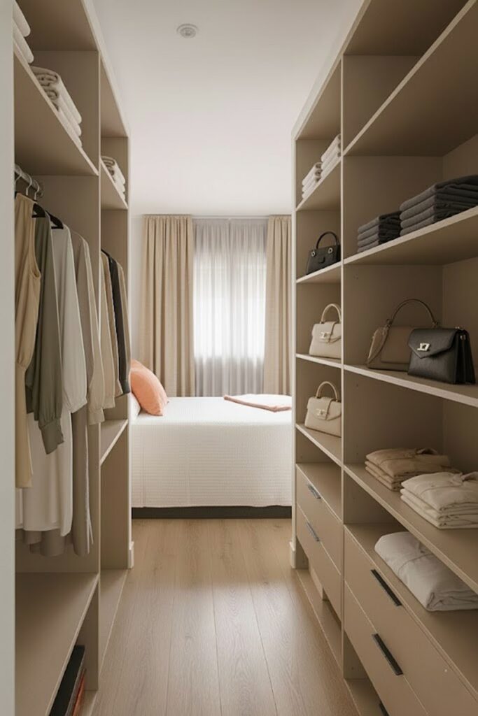 Vestidor abierto hacia el dormitorio principal